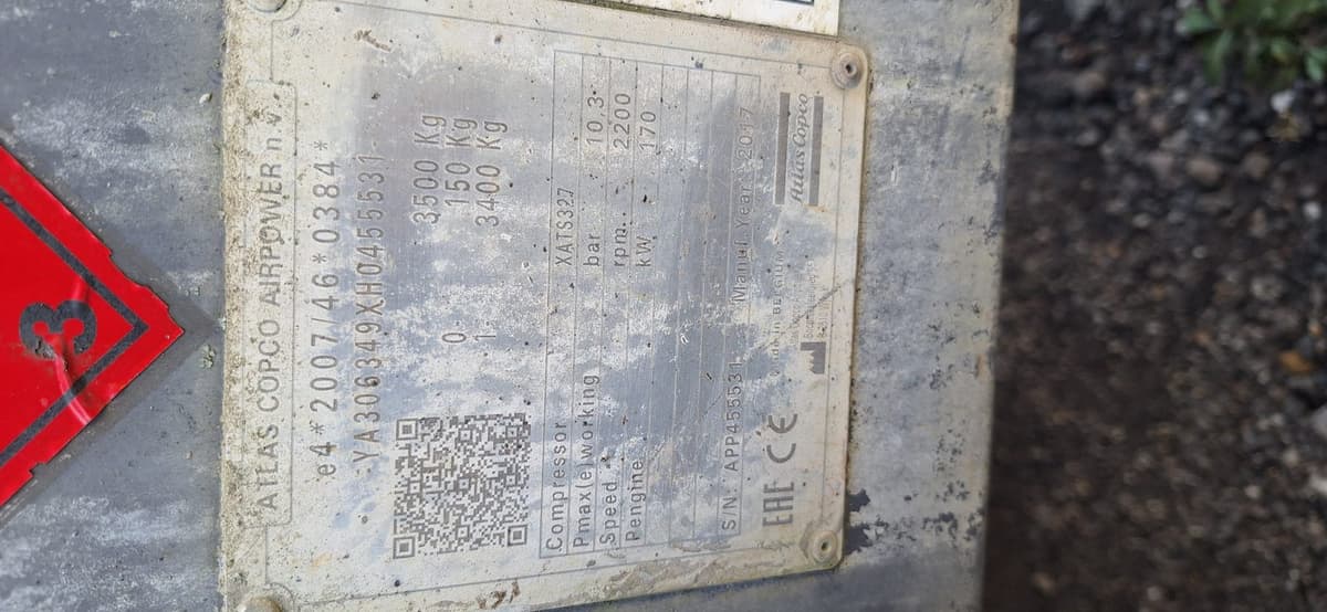 Used Atlas Copco XATS 327 Portable Air Compressor
